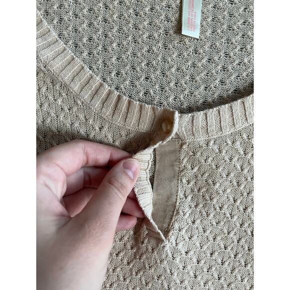 Hollister Sweater Large Crop Scoop Neck Pullover Pink Cream Y2K Coquette Ballet - Picture 3 of 16